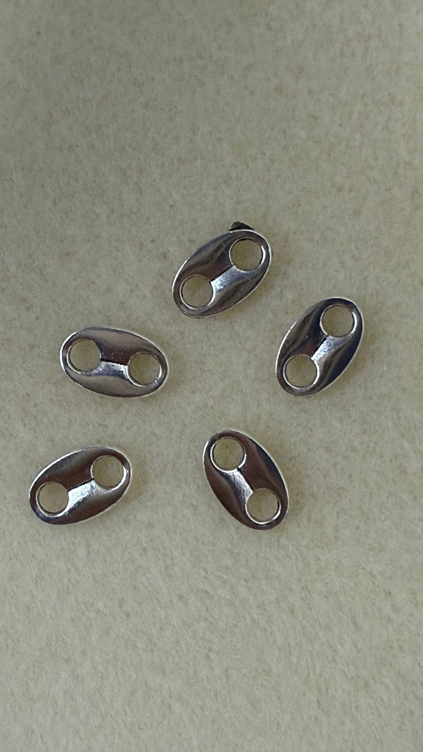 TWO HOLE OVAL CONNECTOR SILVER 5 PC