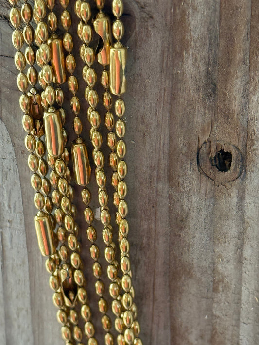 NECKLACE BALL CHAIN OVAL STAINLESS STEEL GOLD PLATE 23.6 INCHES 1 PC