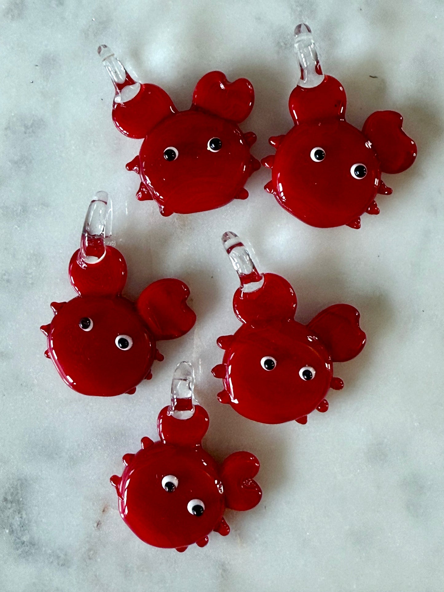 LAMPWORK RED CRAB PENDANT 28MM 1 PC