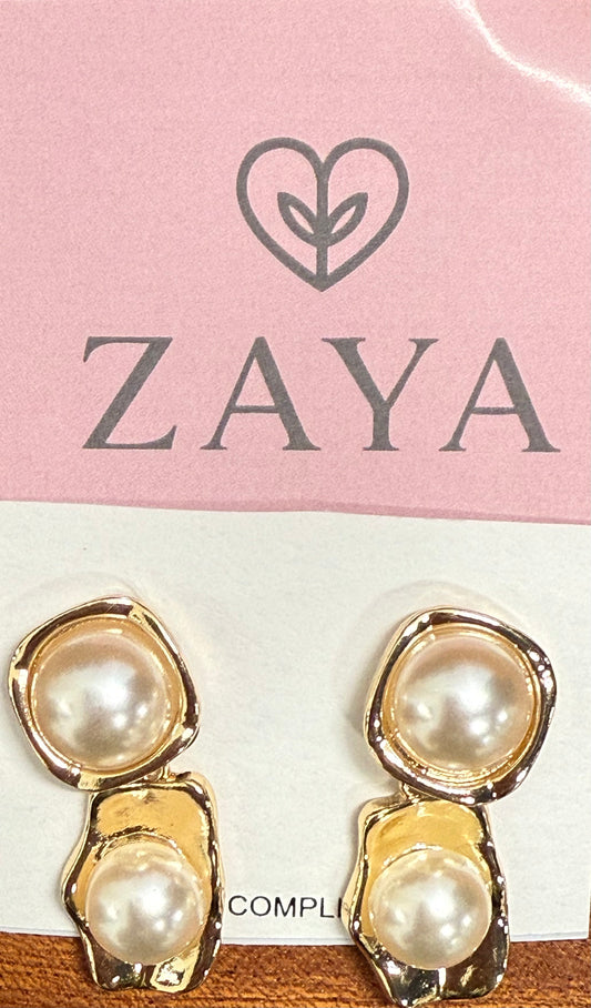 DANGLE CLIP EARRING GOLD PEARL 1 PAIR