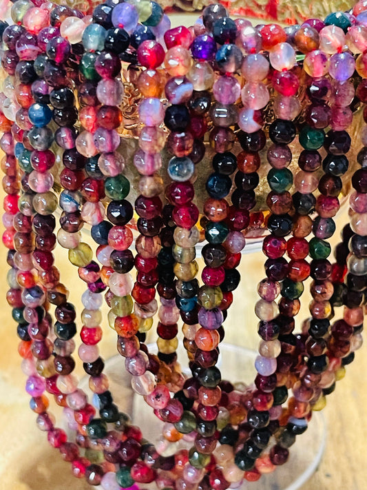 AGATE 4MM ROUND MULTICOLOR 1 STRAND