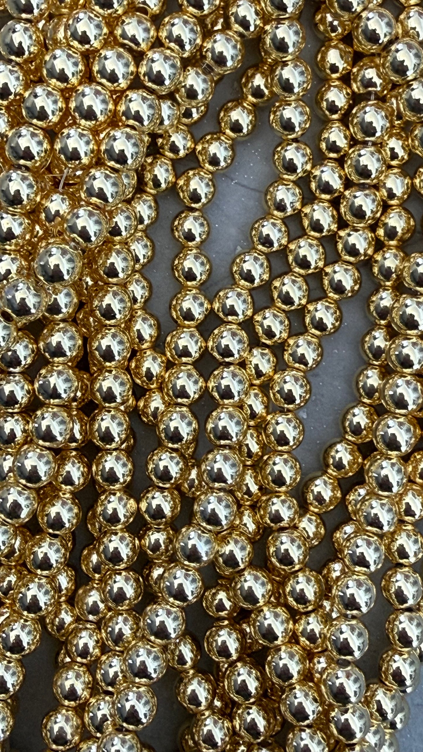 HEMATITE 6MM ROUND GOLD PLATE 1 STRAND