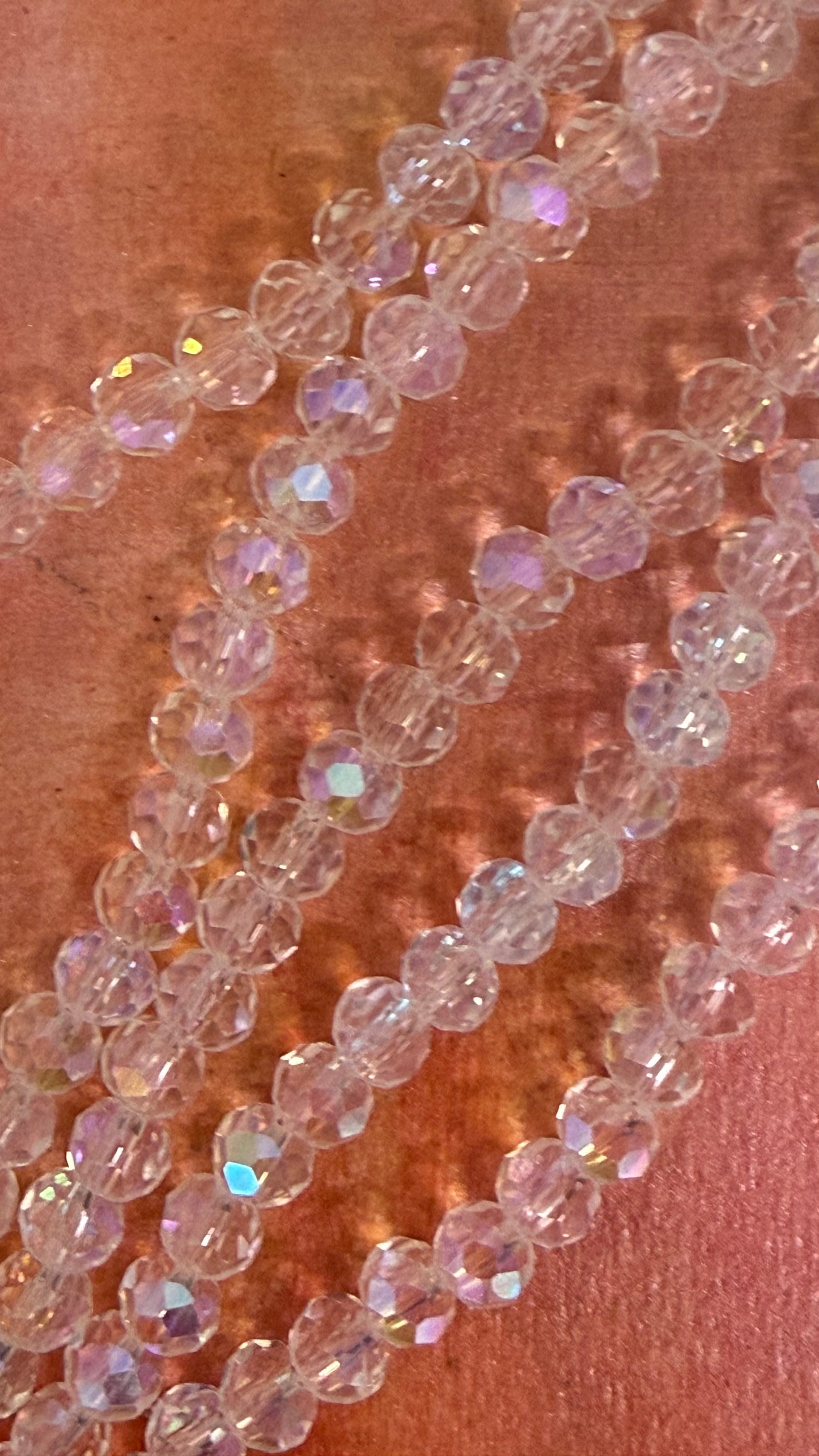 GLASS RONDELLE 6MM CLEAR AB 1 STRAND