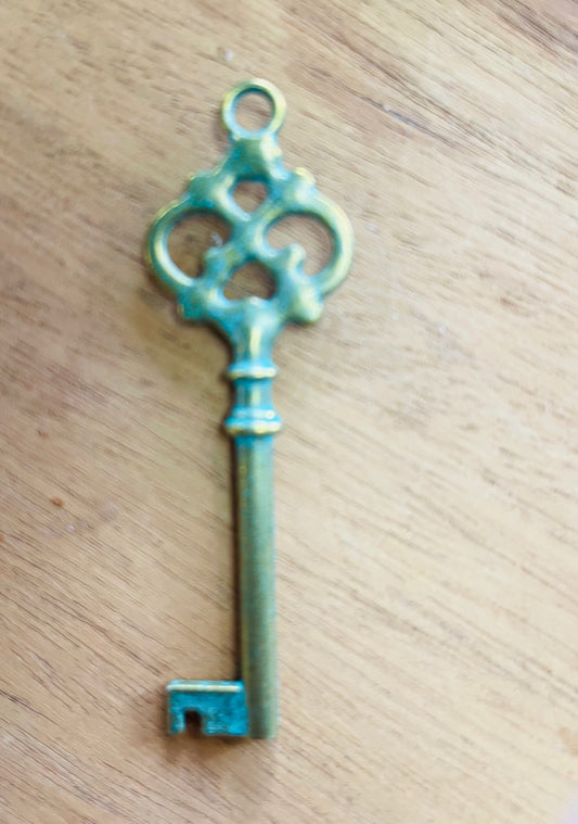 PENDANT KEY  ANTIQUE BRONZE WITH PATINA 78MM  1 PC