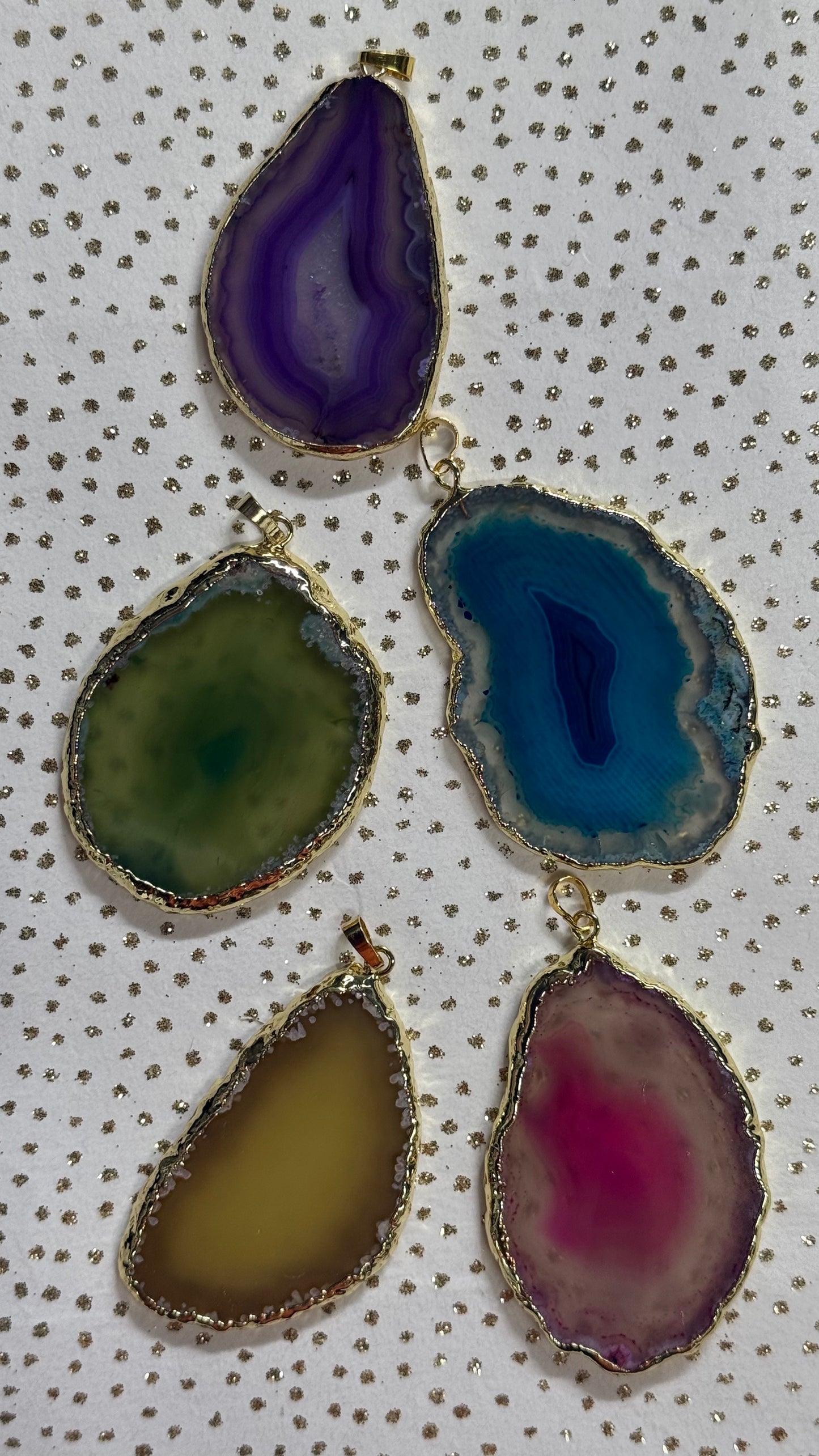 AGATE PENDANT 58-72 MM GOLD PLATED 1 PC