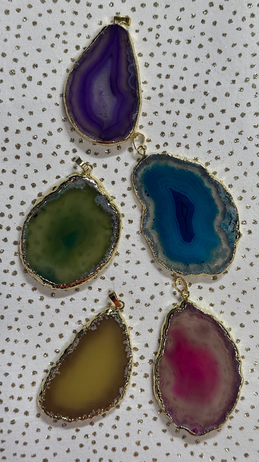 AGATE PENDANT 58-72 MM GOLD PLATED 1 PC