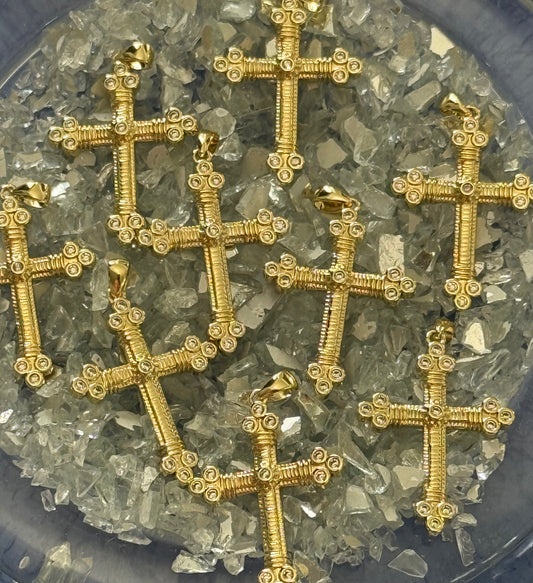 CROSS GP 18KT MICRO PAVE CZ  20X29MM  1 PC