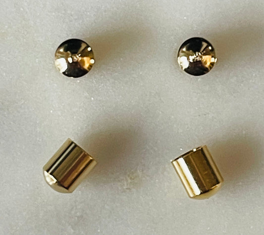 CORD END CAP GOLD PLATED  24KT 5X4MM 3MM HOLE  4 PC