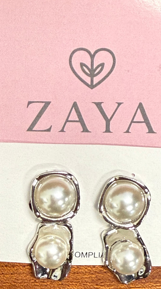 DANGLE EARRING SILVER PEARL 1 PAIR
