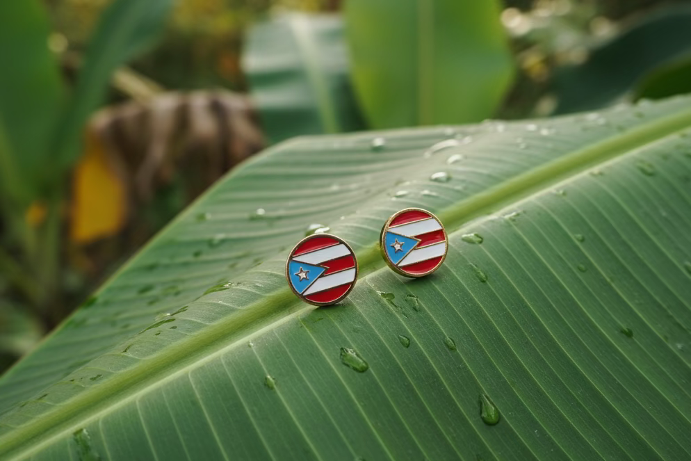 PR Flag earrings SST GOLD ROUND