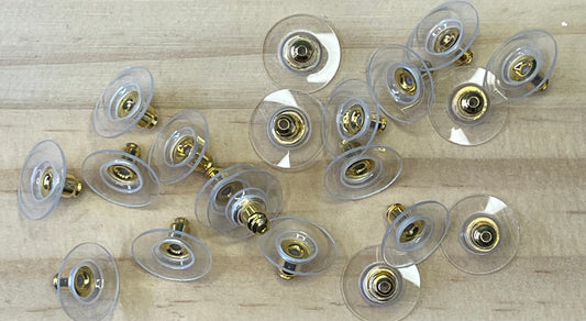 EARRING BACK PLASTIC ROUND BACK GOLD PLATE 20 PC