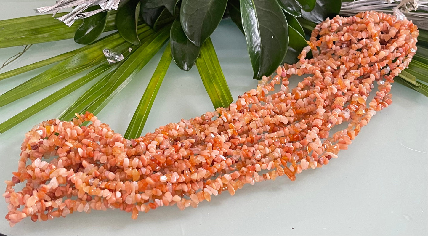 PINK AVENTURINE CHIP 4-12MM PER 1 STRAND