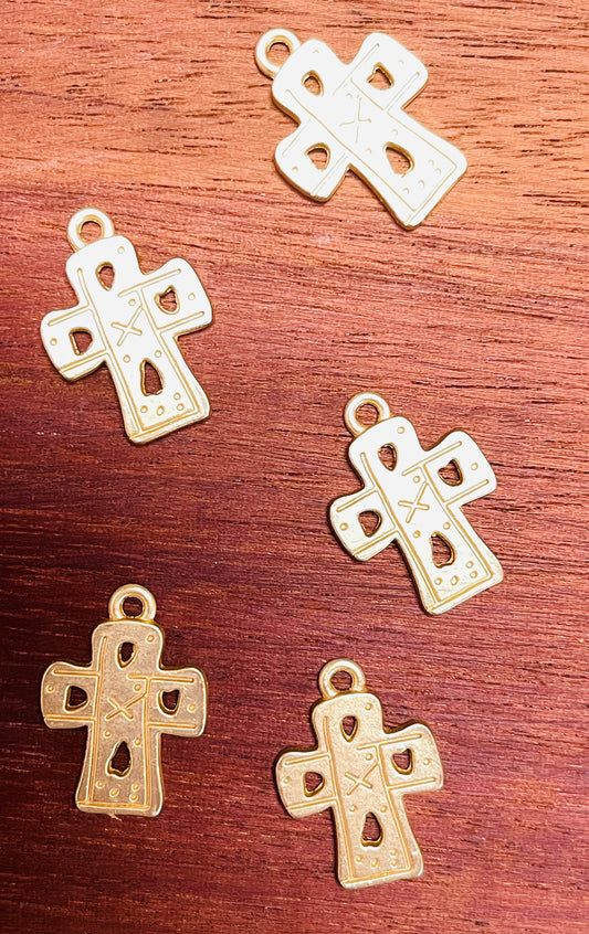 PENDANT CROSS MATTE GP 14KT 22MM 5 pcs