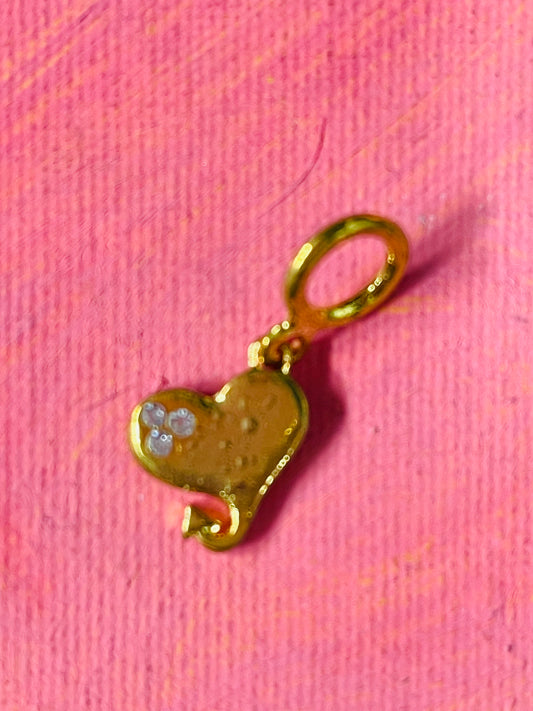 Pendant evil heart gold plate with rhinestones