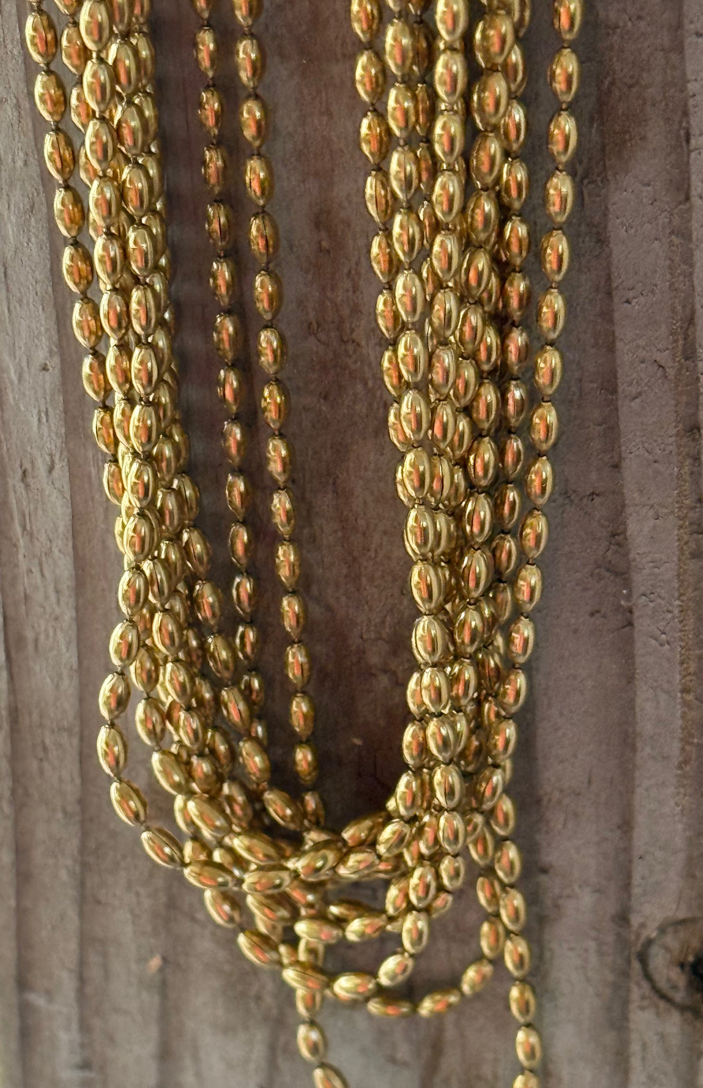 NECKLACE BALL CHAIN OVAL STAINLESS STEEL GOLD PLATE 23.6 INCHES 1 PC