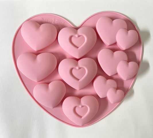 SILICONE MOLD 9 HEARTS 1 PC
