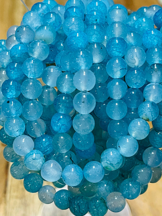 AGATE 8MM ROUND 1 STRAND light blue