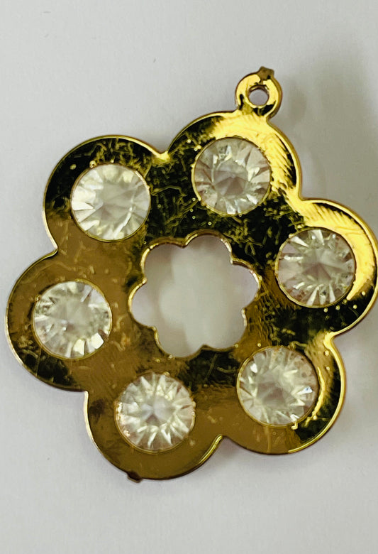 PENDANT FLOWER GP RHINESTONES 37MM