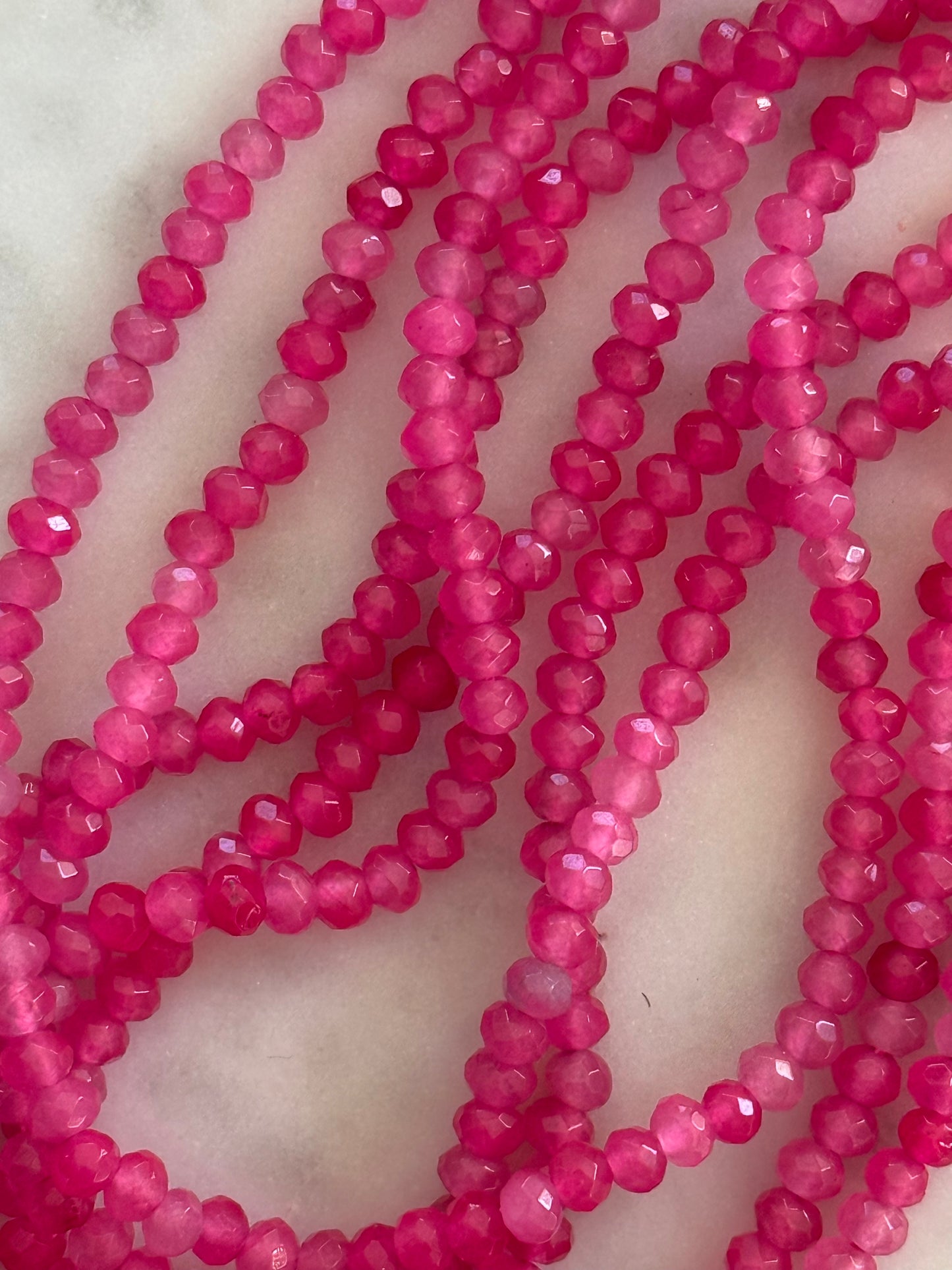 MALAYSIA JADE RONDELLE 4X2MM DEEP PINK 1 STRAND