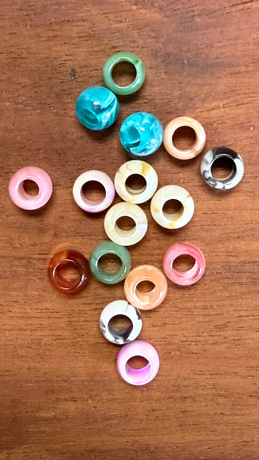 RONDELLE 10MM ACRYLIC LARGE HOLE MULTI 2 PC
