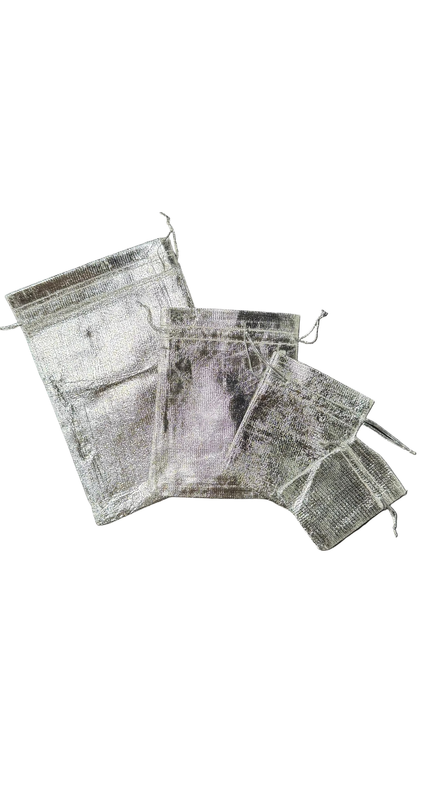 METALLIC SILVER BAGS FOR JEWELRY 4 SIZES