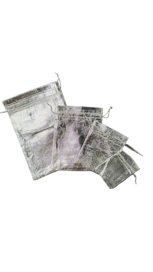 METALLIC SILVER BAGS FOR JEWELRY 4 SIZES
