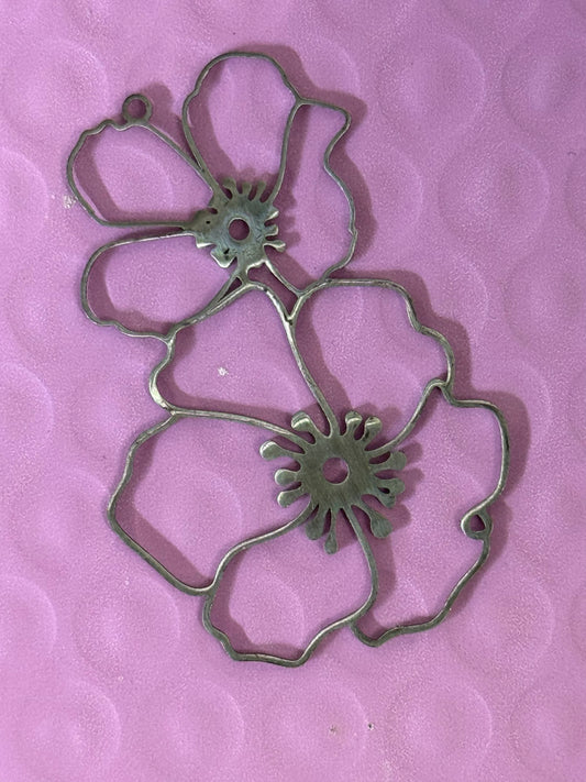 PENDANT 2 FLOWERS STAINLESS STEEL LASER CUT 1 PC