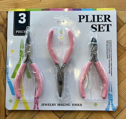 PLIER SET 3 PC PINK HANDLE STEEL