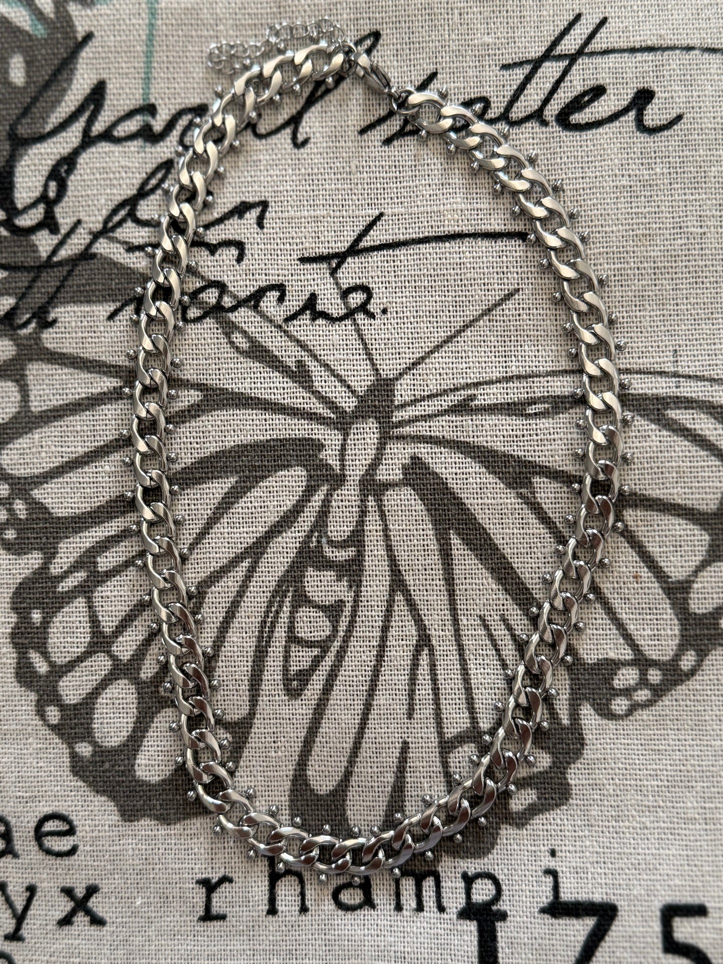 NECKLACE CUBAN CHAIN STAINLESS STEEL 14.8 INCHES