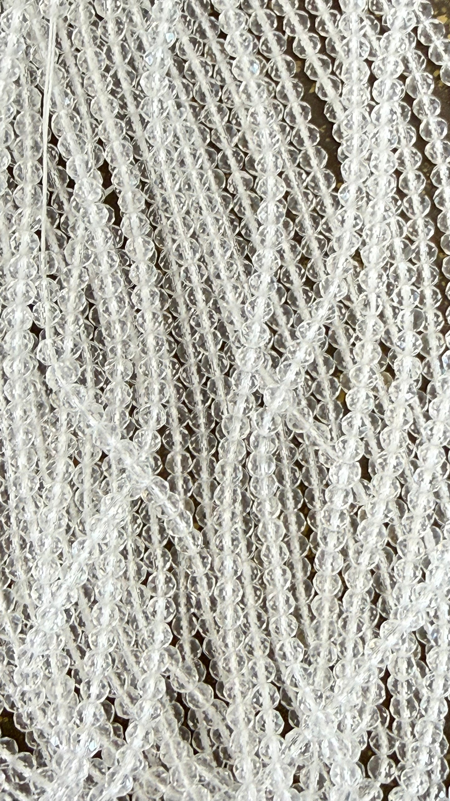 GLASS BEAD ROUND 3MM WHITE FACETED ABOUT 126 BEADS PER 1 STRAND
