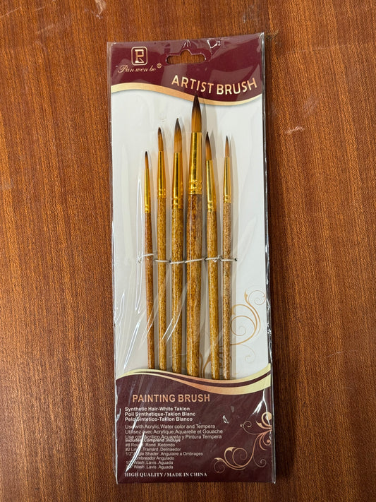 BRUSH SET 6 PC ROUNDS NYLON  BROWN HANDLE