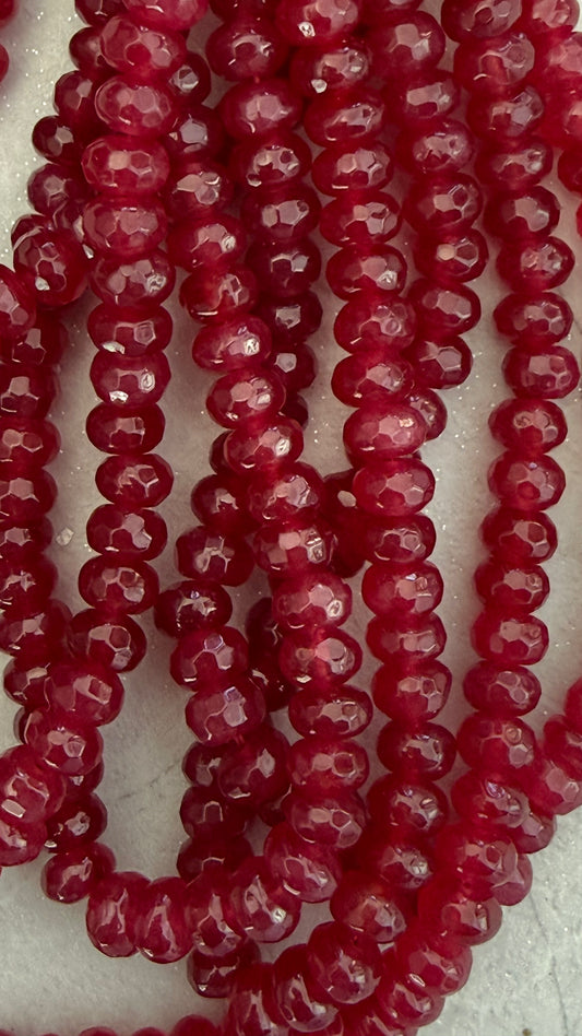 JADE RONDELLE MM DARK RED 1 STRAND