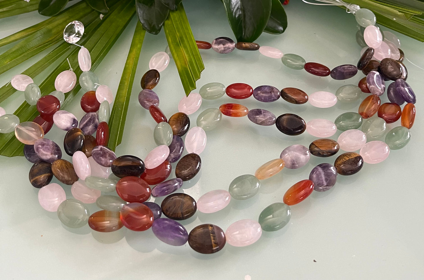 FLAT OVAL MIXED GEMSTONES 18X13MM PER 1 STRAND
