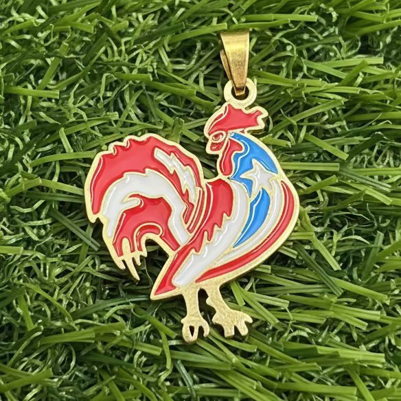PR FLAG ROOSTER PENDANT SST GOLD