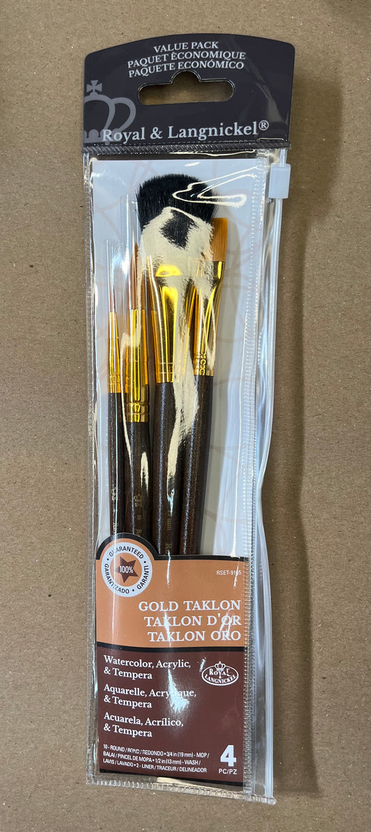 BRUSH SET 4 PC GOLD TAKLON WITH MOP BRUSH