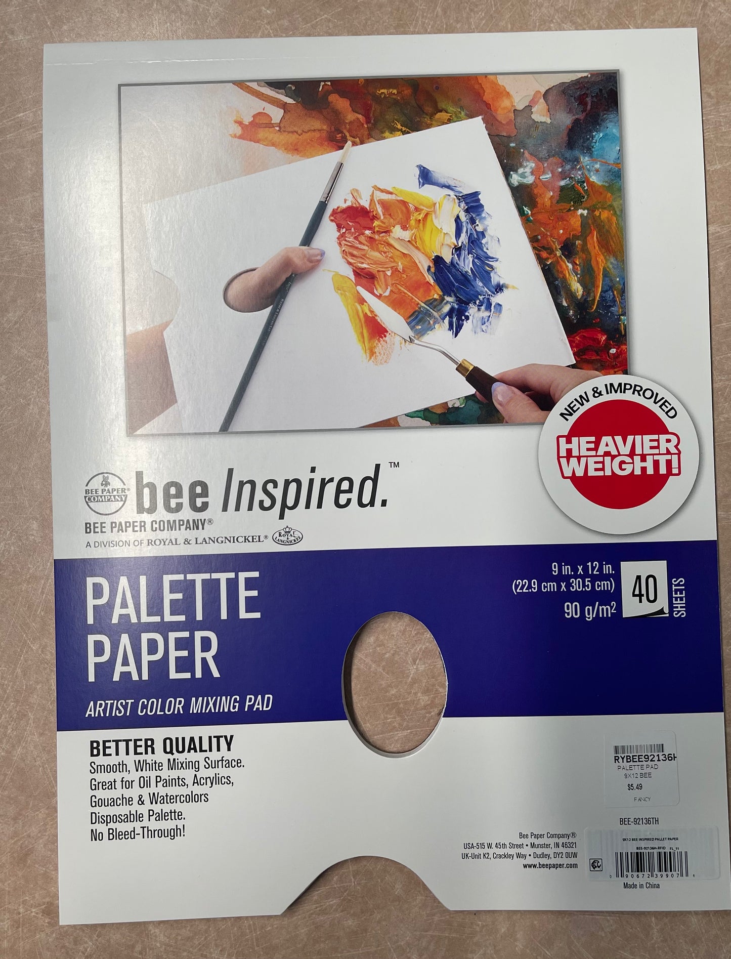 PALETTE PAPER PAD 9X12 BEE INSPIRED 40 SHEETS