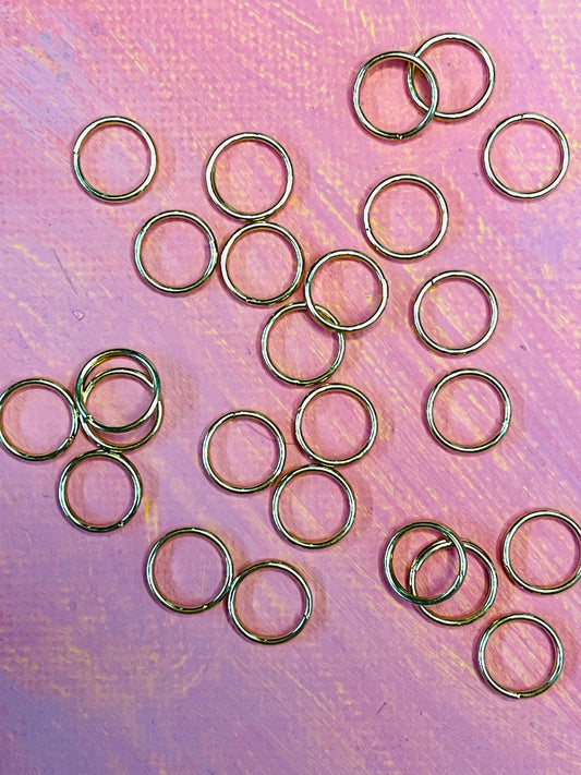 SPLITRING STAINLESS STEEL GOLD PLATE 8MM 25 PC