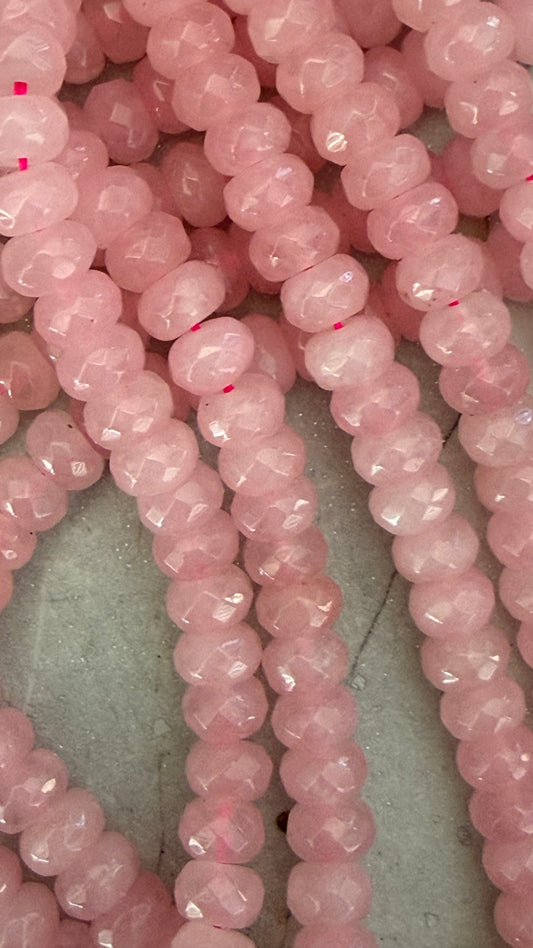 JADE RONDELLE 8MM PINK 1 STRAND