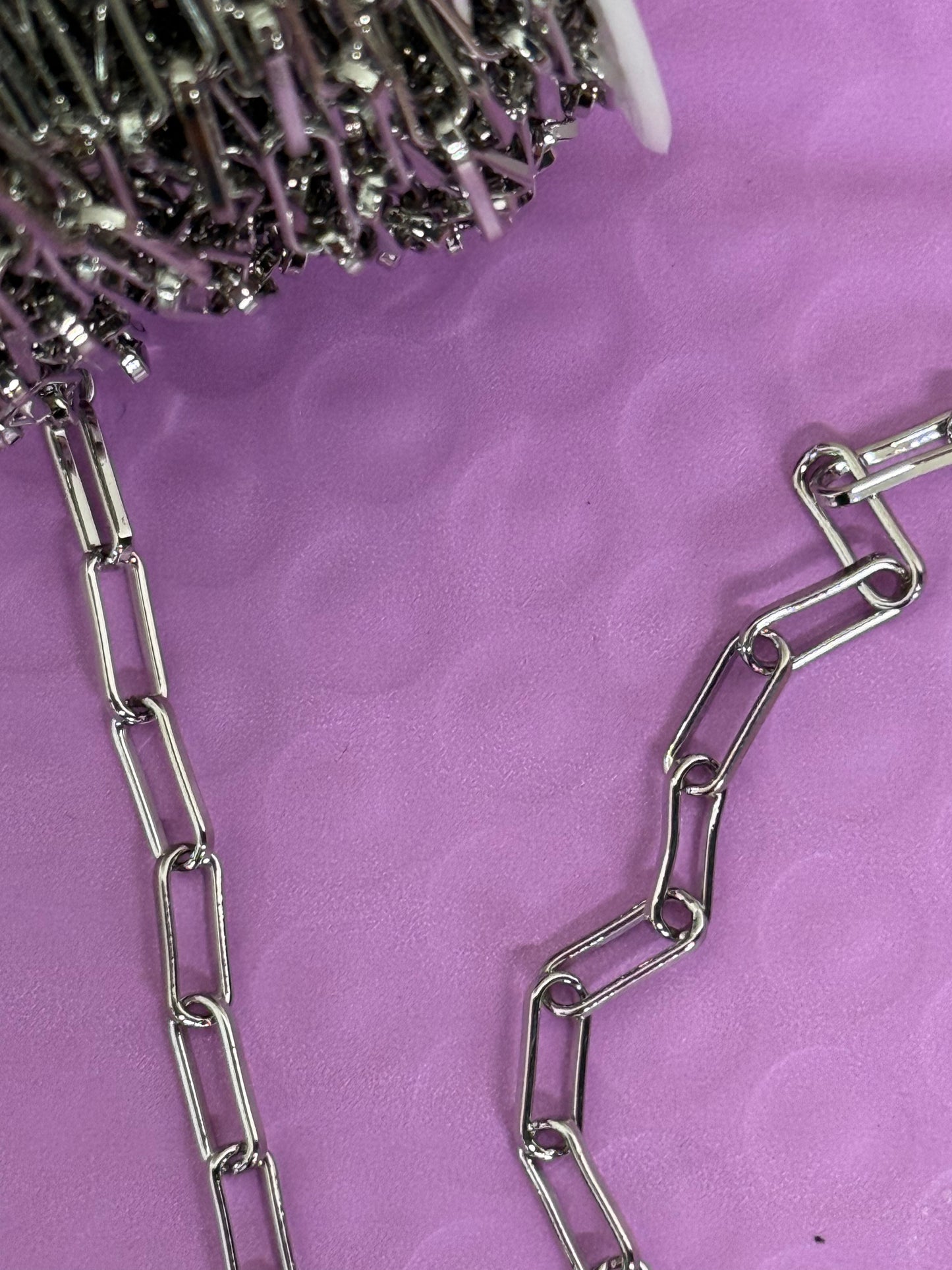 CHAIN PAPERCLIP 10X4.5MM PLATINUM PER FOOT