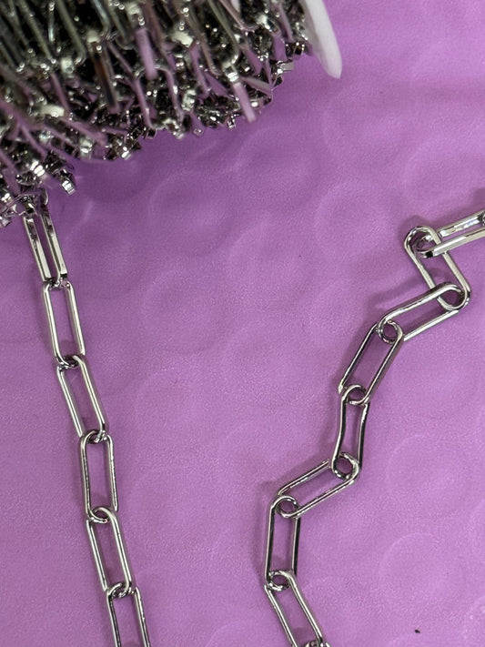 CHAIN PAPERCLIP 10X4.5MM PLATINUM PER FOOT