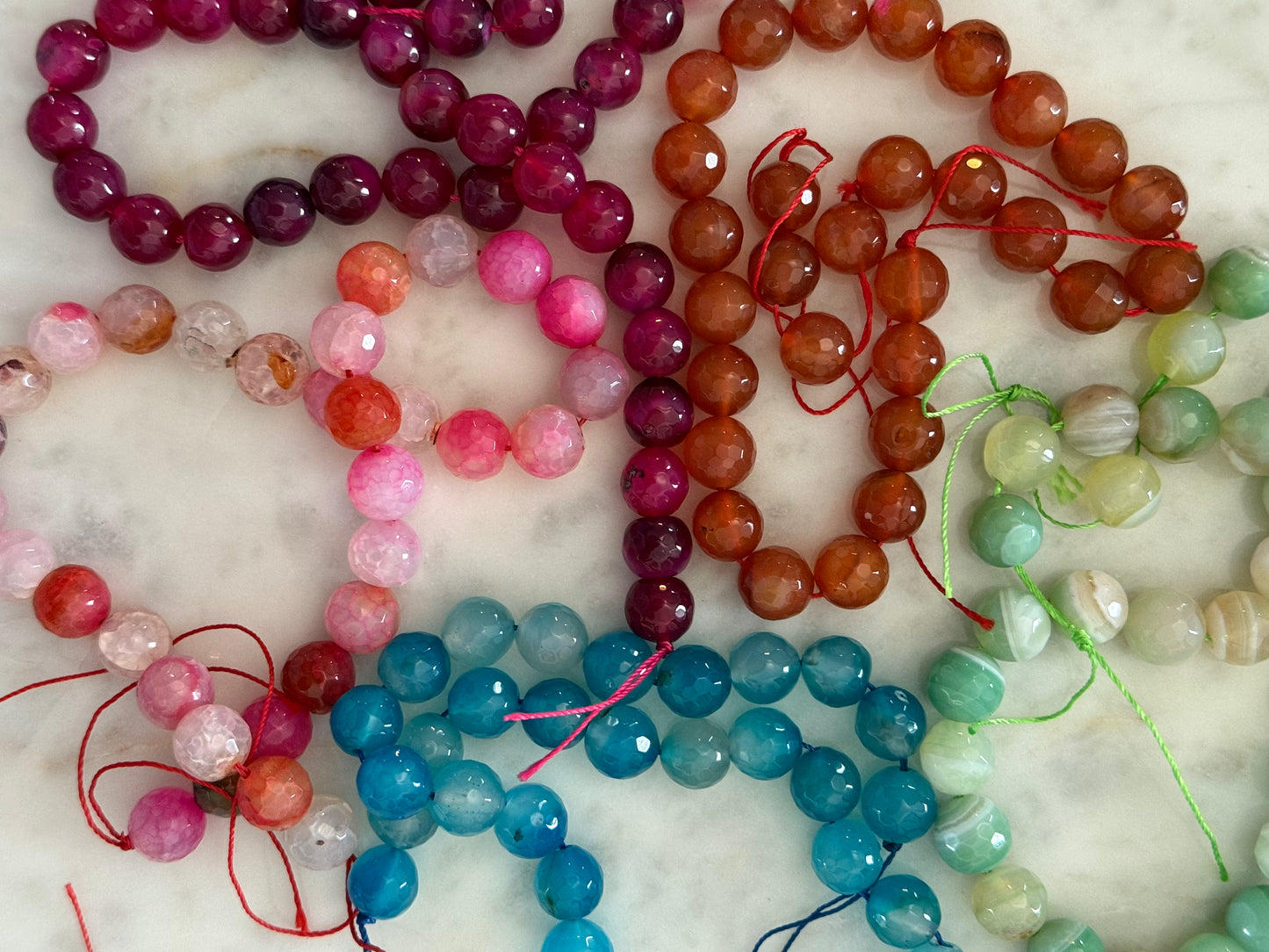 AGATE 12MM FACETED MIXED COLORS 1 STRAND