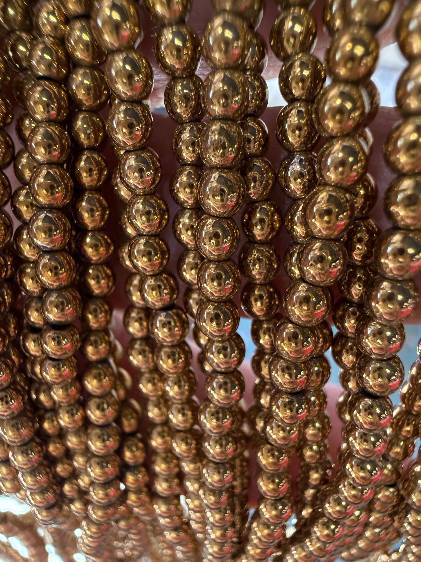 HEMATITE 3MM ROUND GOLD