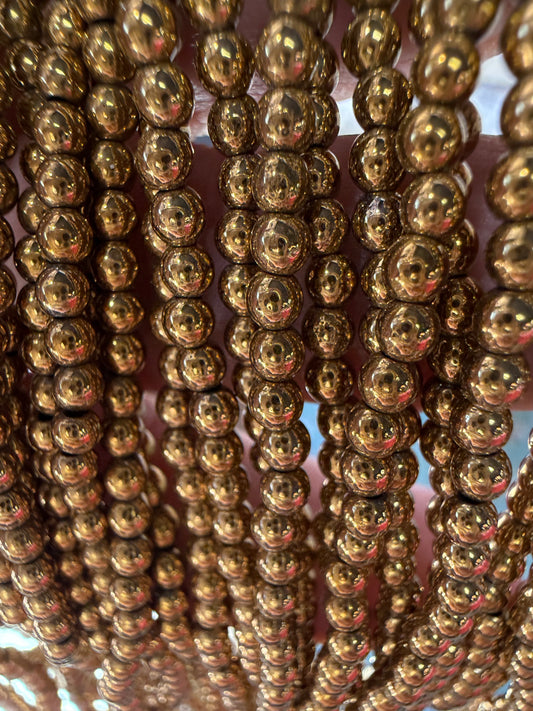 HEMATITE 3MM ROUND GOLD