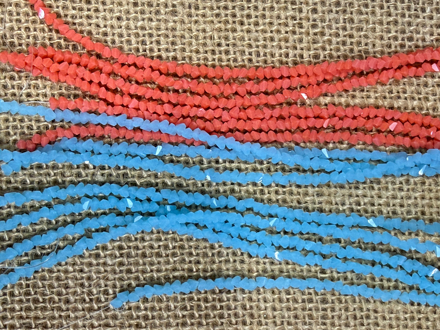 Glass jade abacus 2.5mm coral, sky blue 1 strand