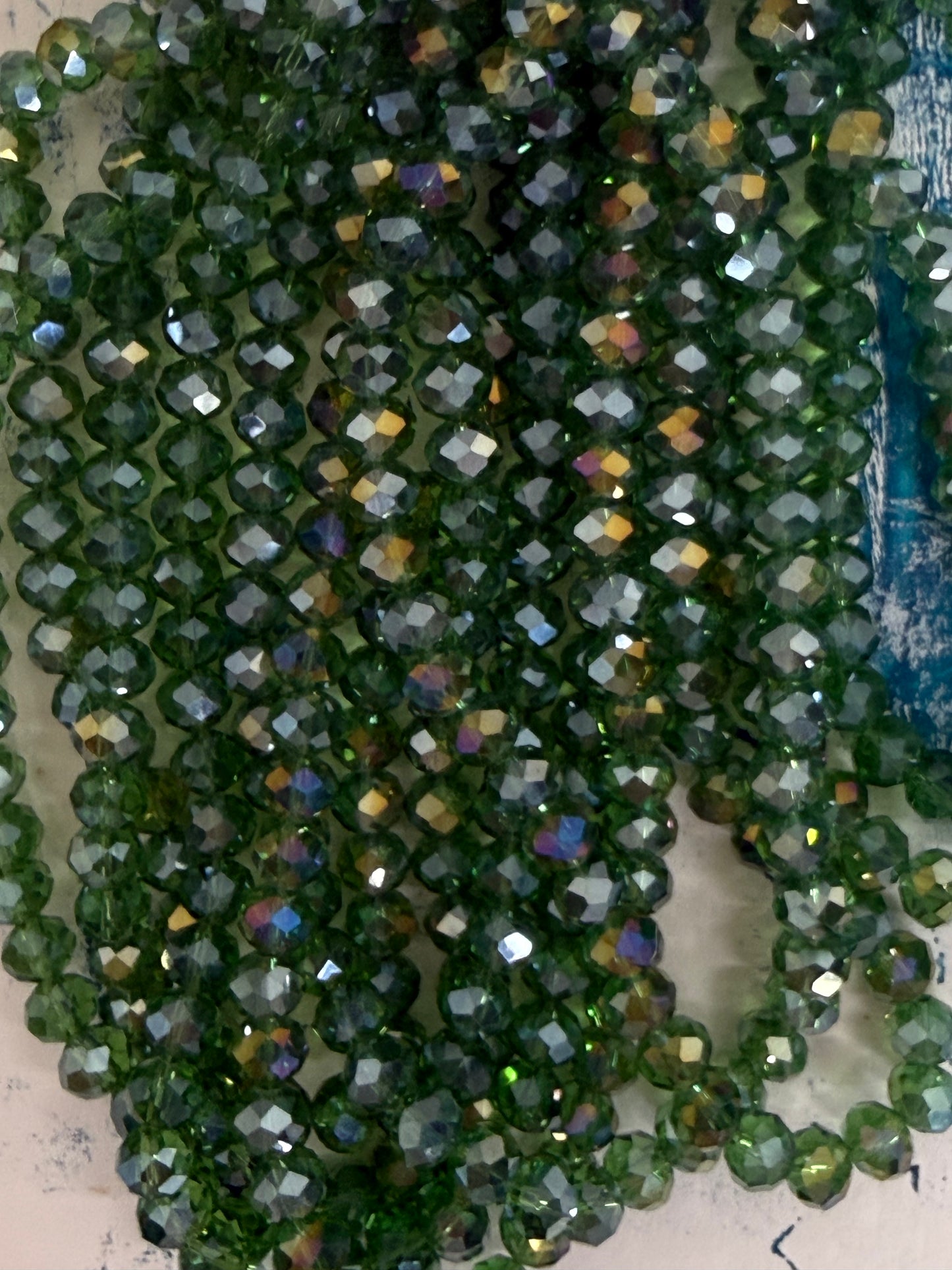 GLASS RONDELLE 8MM GREEN AB