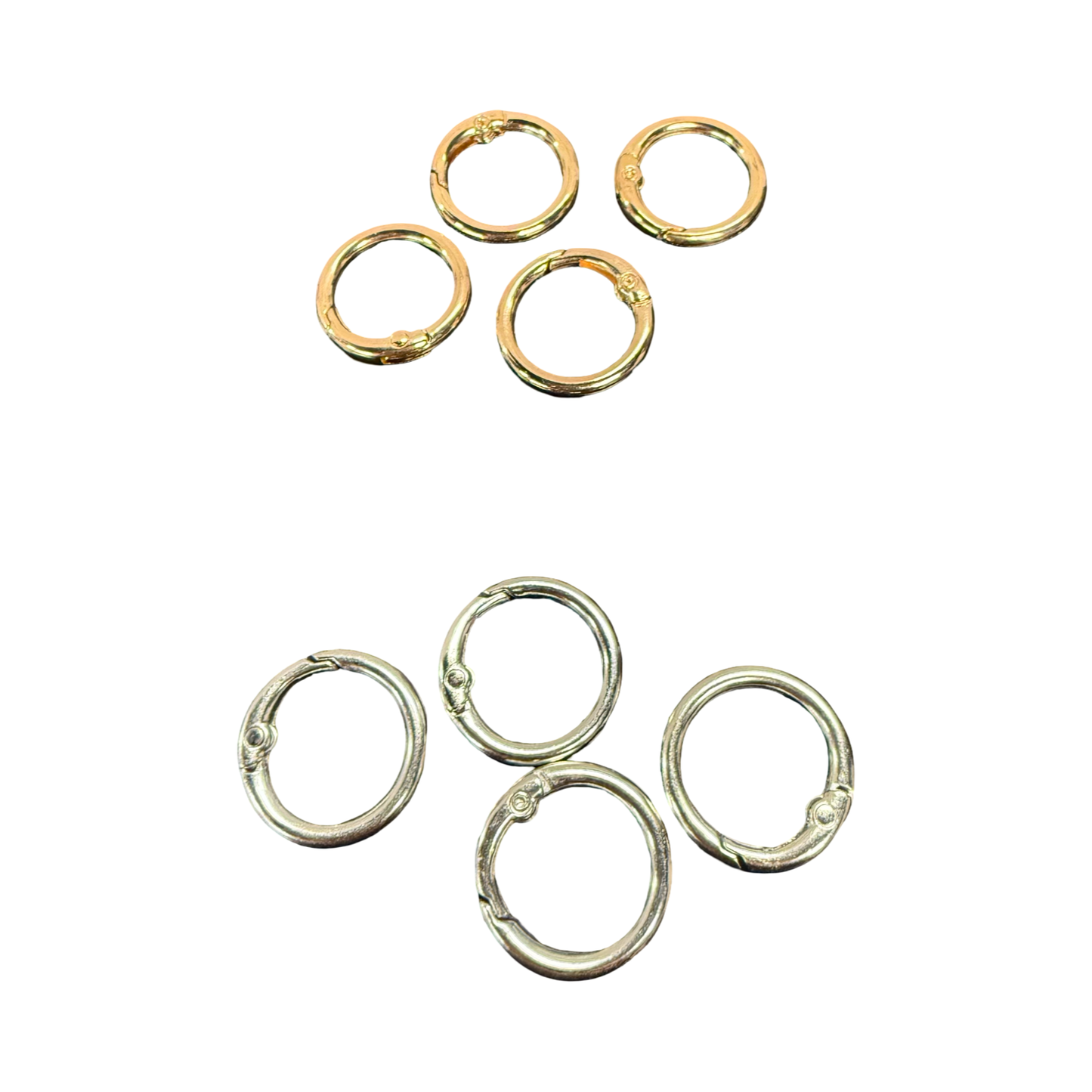 KEY RING CIRCLE CLIP SPRING GOLD OR SILVER 4 PC