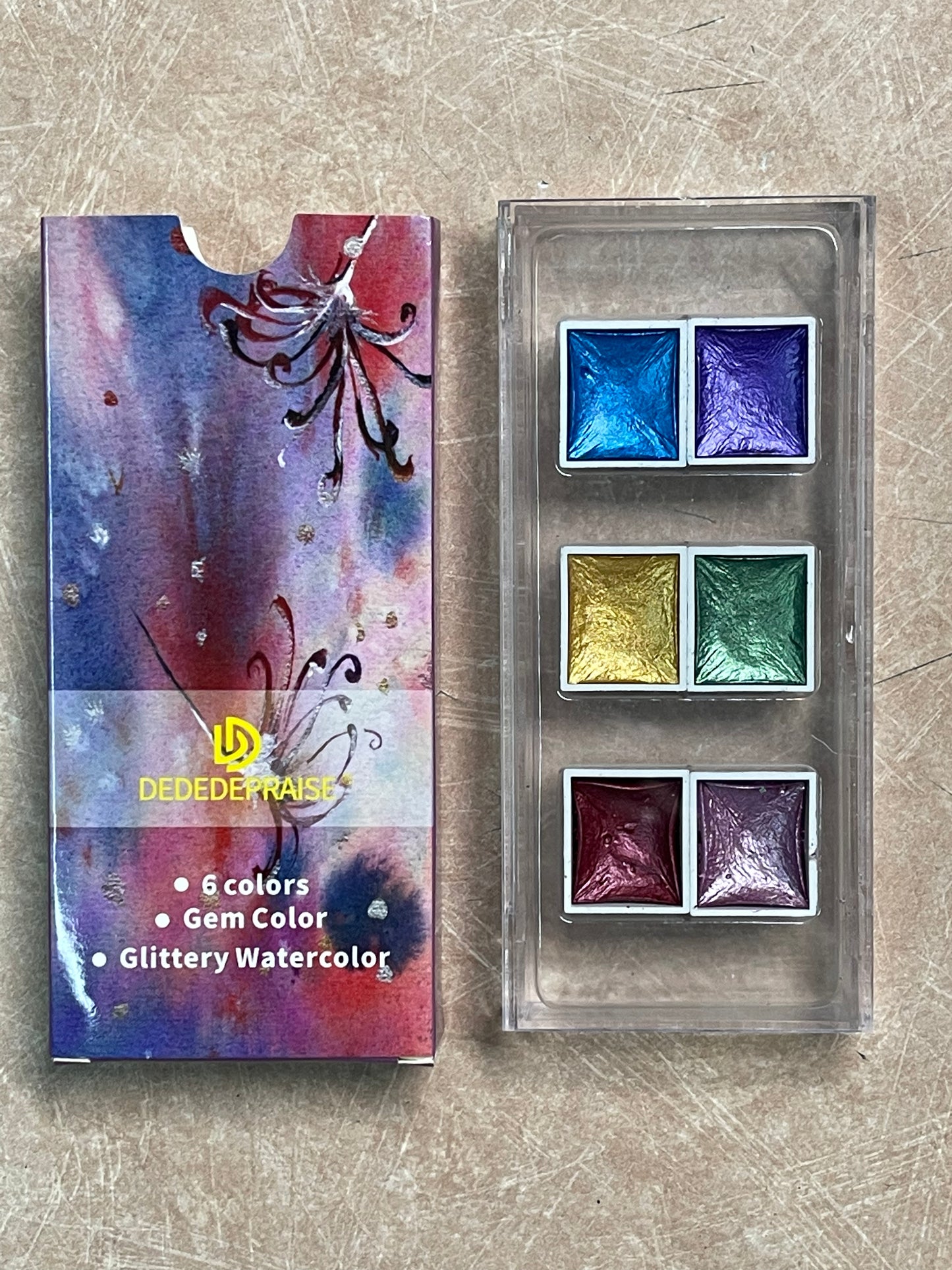 WATERCOLOR SET METALLIC IRIDESCENT 6 COLORS