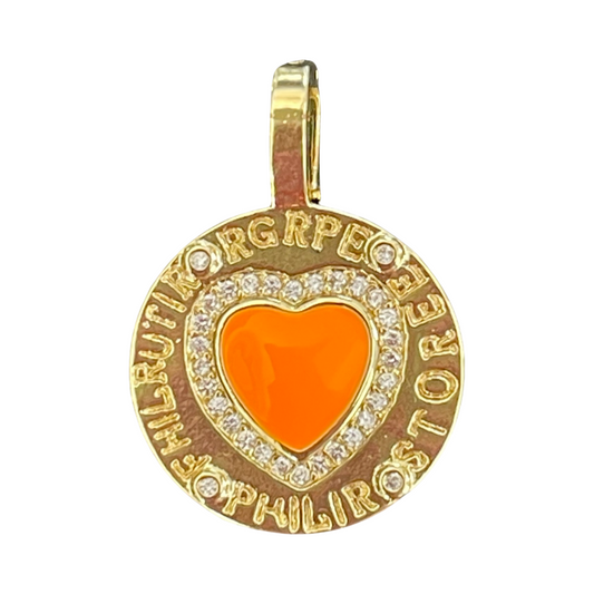 CHARM ROUND ENAMEL HEART GP18KT WITH ZIRCONIAS  1 PC