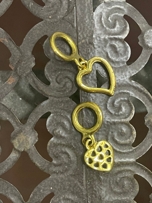 CONNECTOR WITH HEART CHARM GOLD PLATE 1 pc