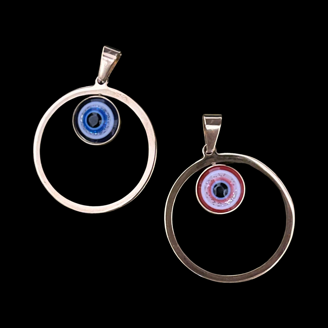 PENDANT CIRCLE WITH EYE 37X33 STAINLESS STEEL GOLD PLATE  1 PC